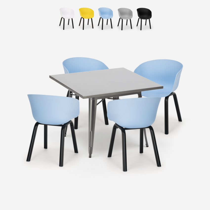 set tavolo da pranzo quadrato 80x80cm 4 sedie design moderno krust Vendita