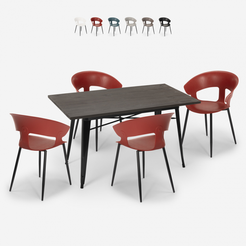set tavolo da pranzo cucina 120x60cm 4 sedie design moderno tecla Catalogo