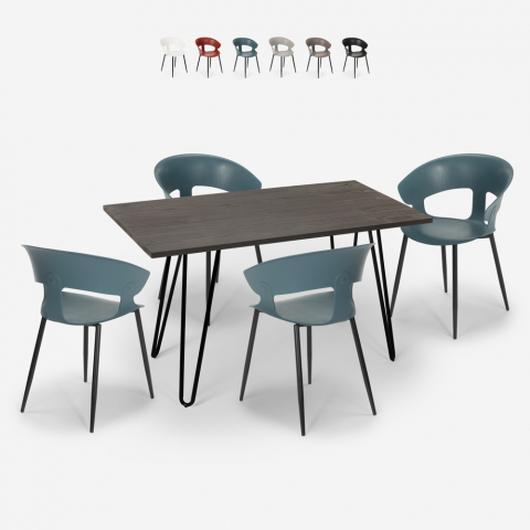 Set Esstisch Tisch 120x60cm  4 Stühle  modernes industrielles Design  Sixty Aktion