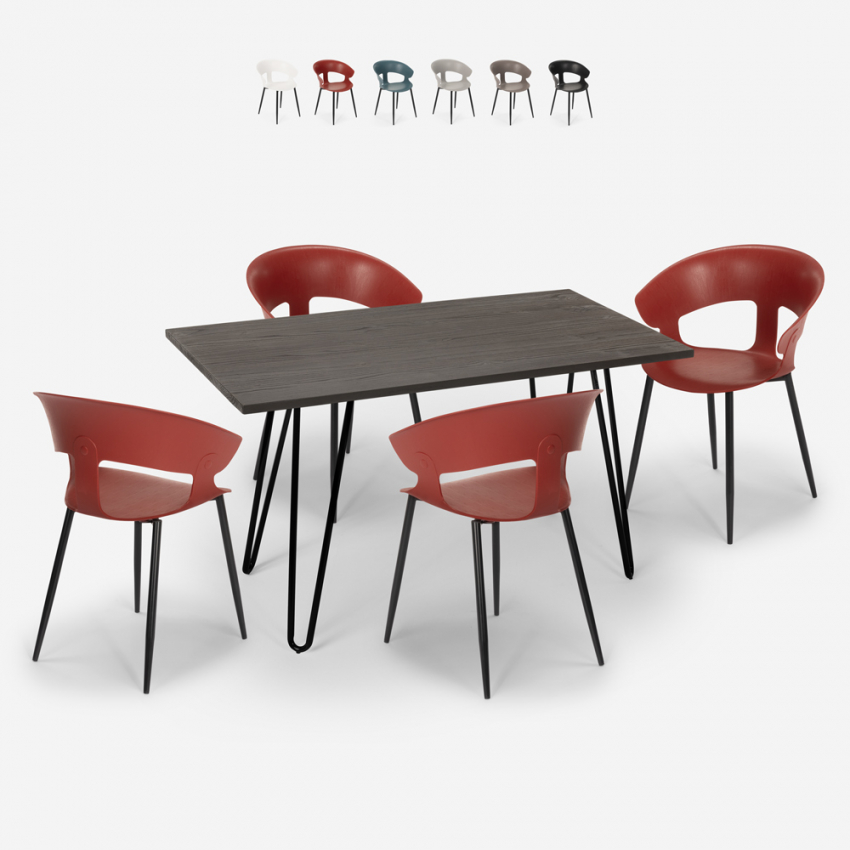 Set 4 sedie design moderno tavolo da pranzo 120x60cm industriale Sixty Catalogo
