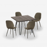 Set bar cucina tavolo 80x80cm industriale 4 sedie design similpelle Wright Dark Scelta