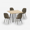 Ensemble de 4 Chaises Design Simili Cuir et 1 Table Bois Métal 80x80cm Wright Light Choix