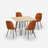 Set Tisch 80x80cm 4 Design Stühle Kunstleder Holz Metall Wright Light Auswahl
