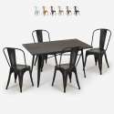 ensemble de 4 chaises de style vintage et 1 table à manger 120x60cm bois métal summit Promotion