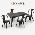 set 4 sedie vintage tavolo da pranzo 120x60cm legno metallo summit Promozione