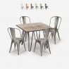 set 4 sedie stile vintage tavolo cucina 80x80cm industriale hedges Offerta