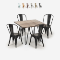 ensemble de 4 chaises de style vintage et 1 table 80x80cm industriel cuisine hedges Réductions