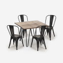 ensemble de 4 chaises de style vintage et 1 table 80x80cm industriel cuisine hedges Achat