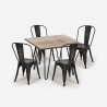 ensemble de 4 chaises de style vintage et 1 table 80x80cm industriel cuisine hedges Achat