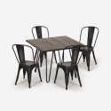 set tavolo quadrato 80x80cm legno metallo 4 sedie vintage hedges dark Scelta