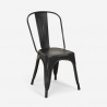 ensemble table carrée 80x80cm bois métal 4 chaises vintage style hedges dark 