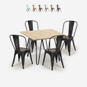 set tavolo bar cucina 80x80cm metallo legno 4 sedie vintage Lix hedges light Saldi