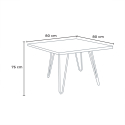 set tavolo bar cucina 80x80cm metallo legno 4 sedie vintage hedges light 