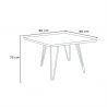 ensemble table 80x80cm métal bois 4 chaises vintage de style bar cuisine hedges light 