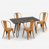 set tavolo da pranzo 120x60cm legno metallo 4 sedie vintage weimar Modello