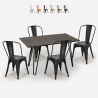 set tavolo da pranzo 120x60cm legno metallo 4 sedie vintage weimar Sconti
