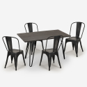 set tavolo da pranzo 120x60cm legno metallo 4 sedie vintage weimar Prezzo