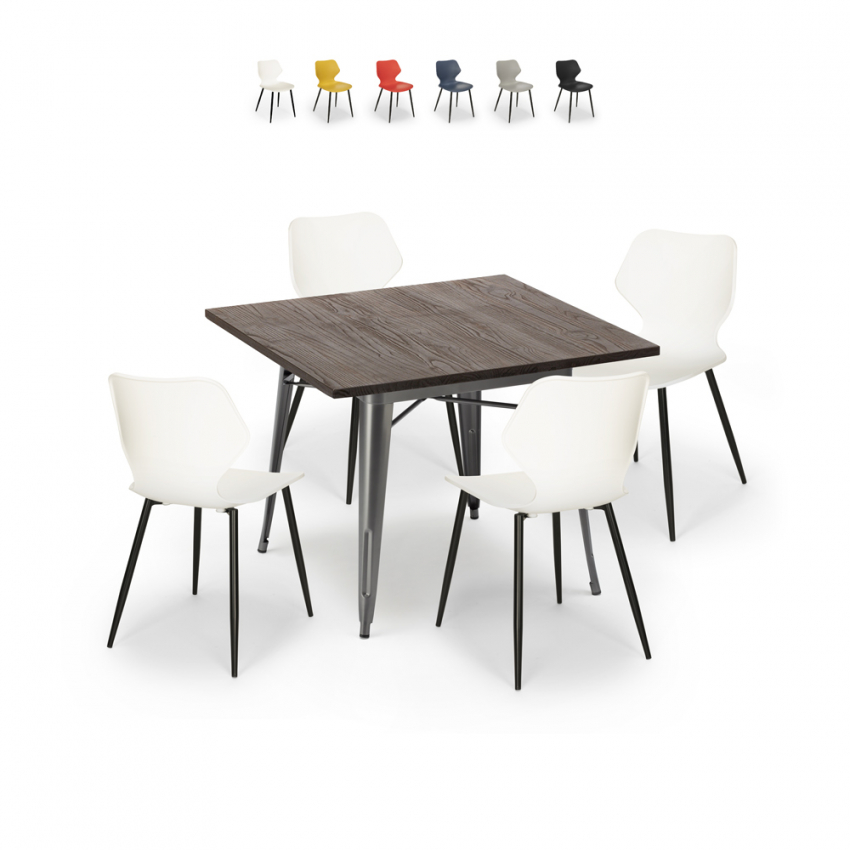 set bar cucina tavolo quadrato 80x80cm 4 sedie design moderno howe Vendita