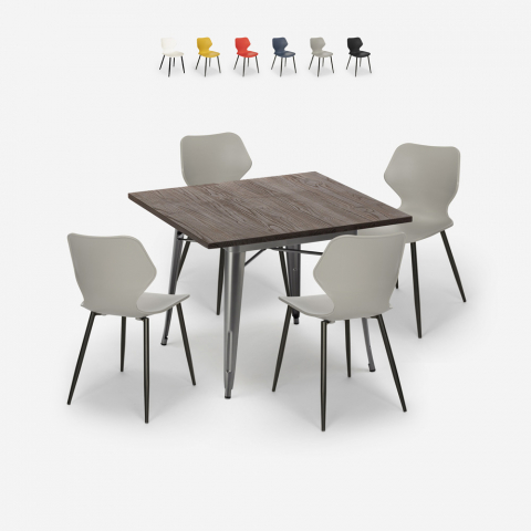 set bar cucina tavolo quadrato 80x80cm 4 sedie design moderno howe Promozione