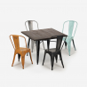 set 4 sedie vintage tavolo industriale 80x80cm legno metallo dickson Offerta