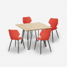 Set tavolo quadrato stile industriale 80x80cm 4 sedie design Sartis Light Costo