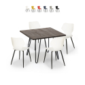 Set quadratischer Tisch 80x80cm 4 Stühle Design  Holz Metall Sartis Dark Verkauf