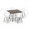 Set quadratischer Tisch 80x80cm 4 Stühle Design  Holz Metall Sartis Dark Modell
