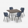 Ensemble 4 Chaises Design et 1 Table Carrée 80x80cm Bois Métal Sartis Dark Dimensions