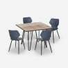 Ensemble Table Carrée 80x80cm Design Industriel 4 Chaises Polypropylène Sartis Dimensions