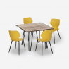 Set tavolo quadrato 80x80cm design industriale 4 sedie polipropilene Sartis Misure