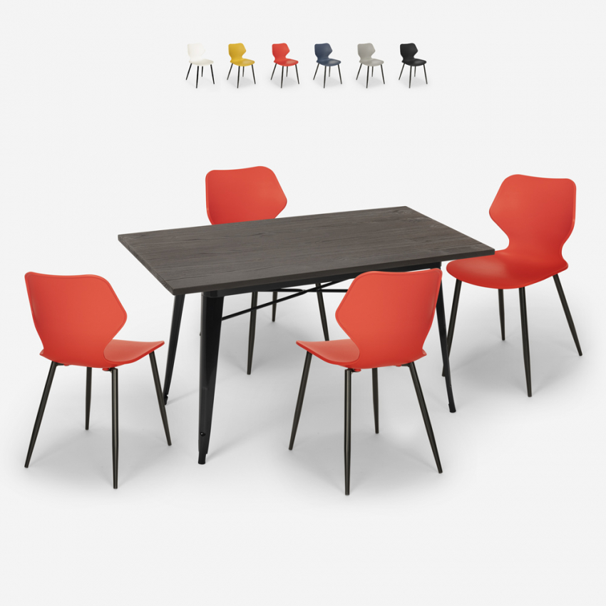 set 4 sedie tavolo rettangolare 120x60cm design industriale bantum Catalogo