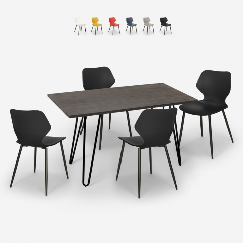 set cucina sala da pranzo 4 sedie design tavolo Lix 120x60cm palkis Promozione