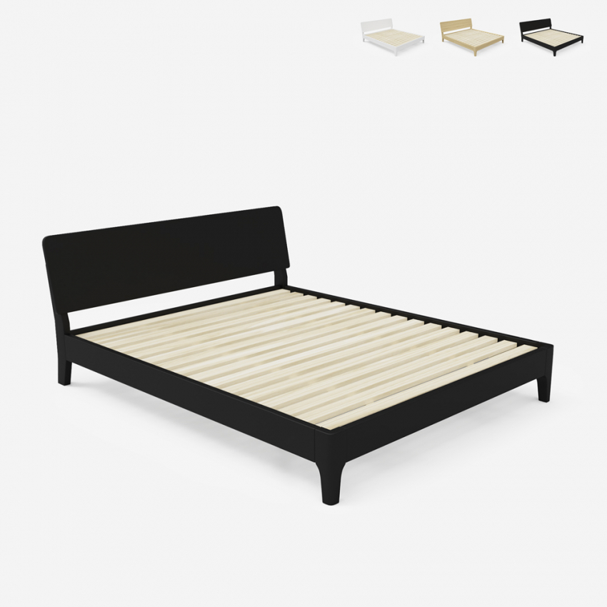 Lit double design moderne en bois 160x200 avec sommier à Linz King Achat Lit double design moderne en bois 160x200 avec sommier à Linz King Achat