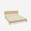 Letto matrimoniale design moderno in legno 160x190cm doghe testata Linz Sconti