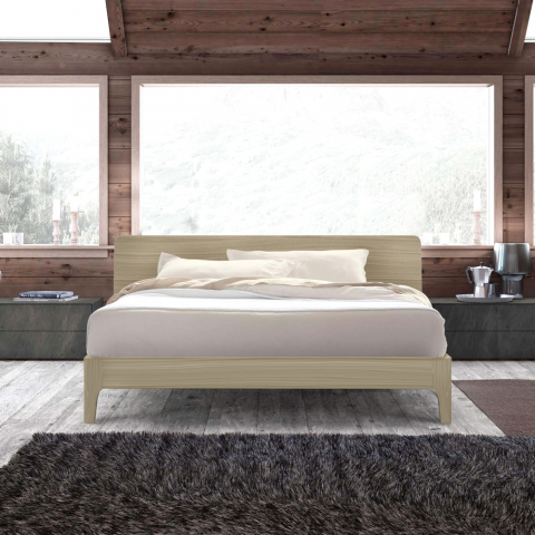 Modernes Design Doppelbett aus Holz 160x190cm Kopfteil Lattenrost Linz