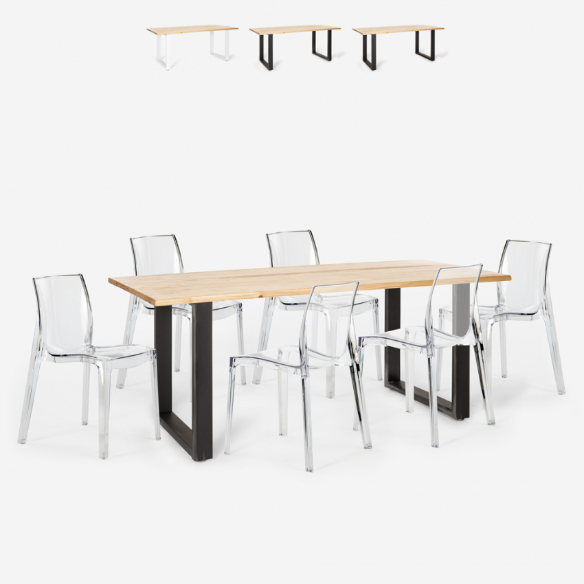 Set 6 sedie design trasparente tavolo da pranzo 180x80cm industriale Vice Catalogo Set 6 sedie design trasparente tavolo da pranzo 180x80cm industriale Vice Catalogo