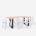 Set 6 sedie trasparenti policarbonato tavolo 180x80cm industriale Jaipur L Scelta