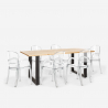 Set 6 sedie trasparenti policarbonato tavolo 180x80cm industriale Jaipur L Scelta