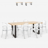 Set  Tisch 200x80cm 6 transparente Stühle Design Metall Jaipur XL Sales