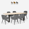Set rechteckiger Tisch 200x80cm 6 Samt Stühle Design Samsara XL1 Aktion