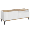 Moderner TV-Ständer mit Schubladenfach, 120x40 cm, weiß glänzend, Holz, Gerald Wood Angebot