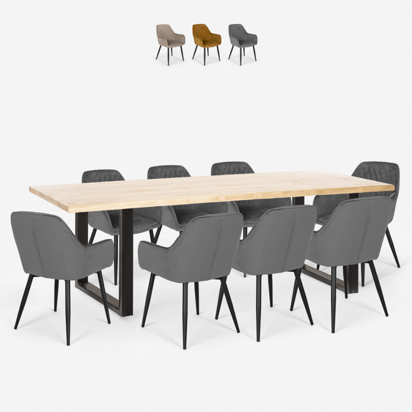 Set Esstisch Tisch 220x80cm 8 Samt Stühle Design Samsara XXL2 Angebot
