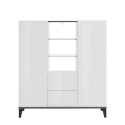 Vitrine Sideboard 120x40cm, 2 Türen, 2 Schubladen, Glasböden, Design Valerie Rabatte