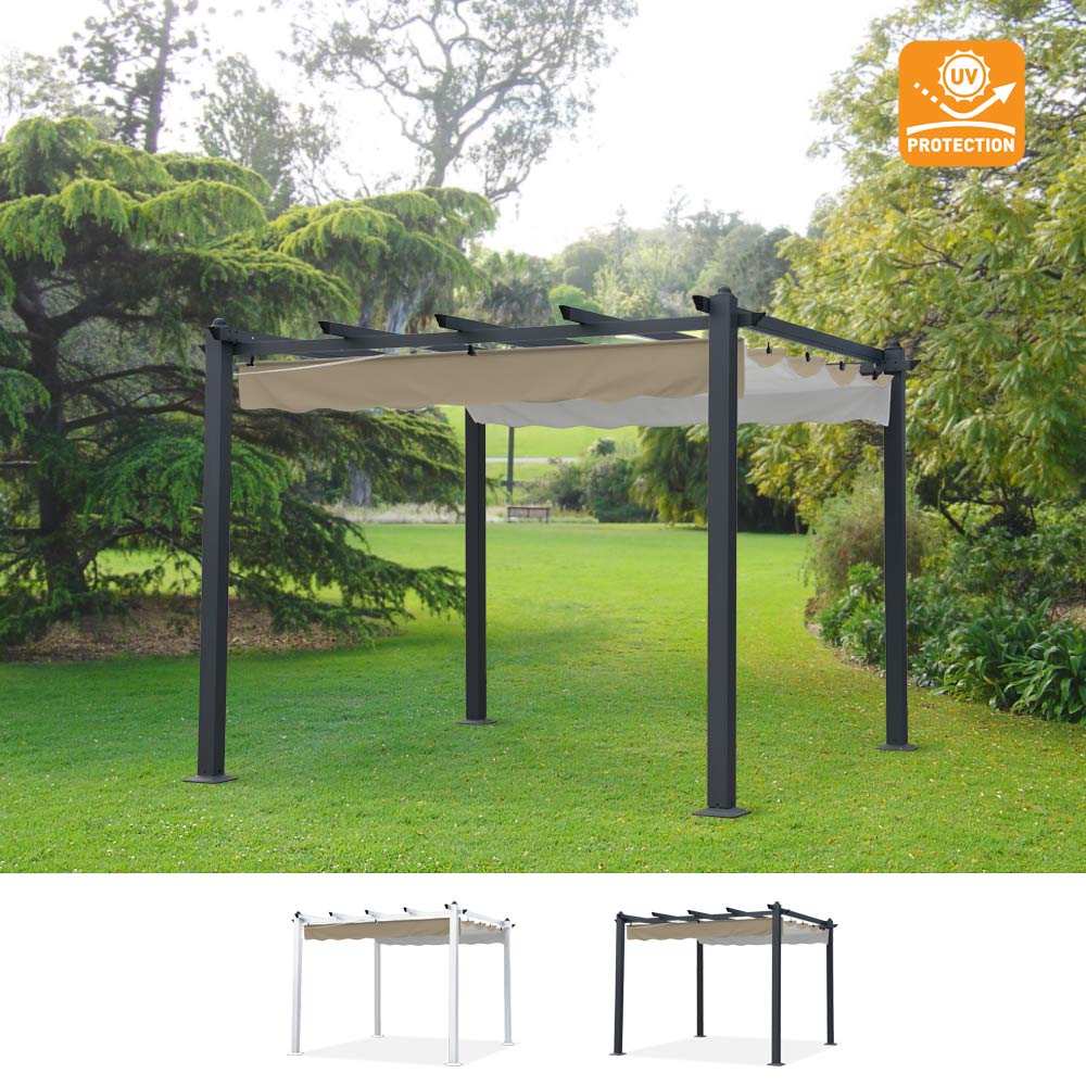 Pavillon 3x3 Meter quadratisch Aluminium für Garten Café