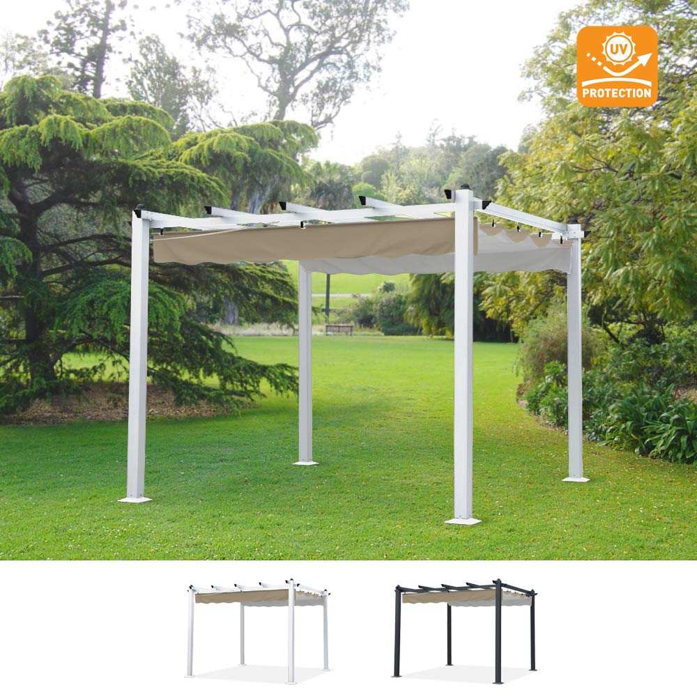 Pavillon 3x3 Meter quadratisch Aluminium für Garten Café