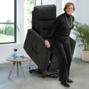 Poltrona relax elettrica reclinabile con alzapersona e ruote in Tessuto Marie per anziani 