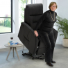 Fauteuil relax électrique inclinable en tissu avec roues et releveur Marie 