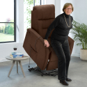 Elektrischer Relaxsessel Marie aus Stoff mit Rädern und Aufstehhilfe für Senioren 