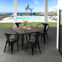 table 80x80cm + 4 chaises design industriel style cuisine et bar hustle black Choix