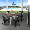 table 80x80 + 4 chaises style industriel cuisine et bar hustle wood white Modèle
